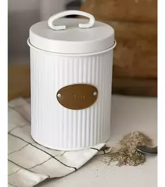 Lata Té Deco Y Guardado Diseño Blanco Ranurado Carol