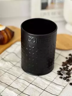 Lata Café Deco Y Guardado Diseño Negro Y Tapa Bambu 11x15 Carol - comprar online