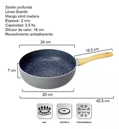 Sartén Hudsón Granito Profunda 24cm - comprar online