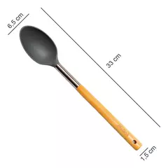 Cuchara Lisa Nylón Mango Madera Utensilio Hudsón Cocina - comprar online