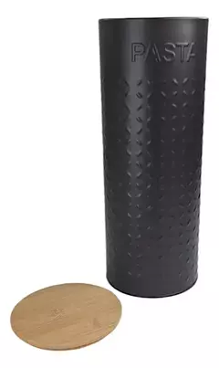 Lata Fideos Deco Y Guardado Diseño Negro Y Tapa Bambu 11x29 Carol - tienda online