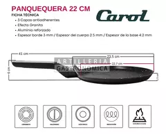 Panquequera 22 Cm Carol Antiadherente Granito Para Induccion