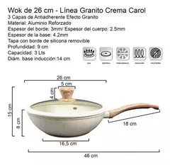 Wok Induccion Antiadherente 26 Cm Granito Crema Carol - Ciara Home Deco