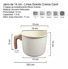Jarro 14 Cm Antiadherente Crema Granito Induccion Carol - comprar online