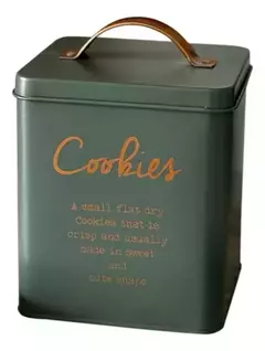 Lata Cookies Deco Y Guardado Diseño Verde Manija Bronce Carol - comprar online