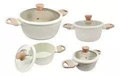 Cacerola De Induccion Antiadherente 18cm Granito Crema Carol - tienda online