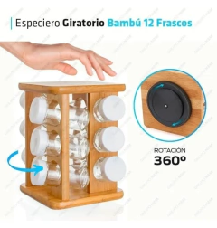 Especiero giratorio ×12 frascos vidrio madera en internet