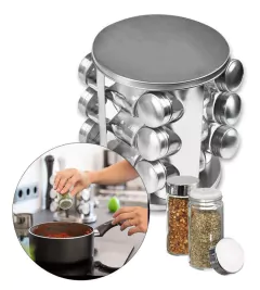 Especiero giratorio ×12 frascos acero redondo en internet