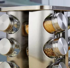 Imagen de Especiero giratorio ×12 frascos acero cuadrado