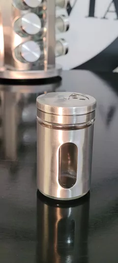 Salero pimentero especiero individual vidrio/acero en internet