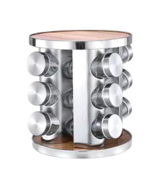 Especiero giratorio redondo 12 frascos base madera - comprar online