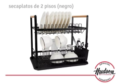 Secaplatos Escurridor Hudsón 2 pisos Acero Madera - tienda online