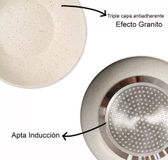 Sartén Inducción Antiadherente 20cm Granito Crema Carol en internet