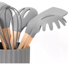Set 9 Piezas Utensilios Tarro Cocina Carol Silicona Gris - Ciara Home Deco