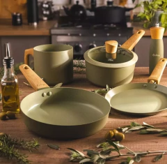 Batería Hudsón Olive Antiadherente 7 piezas - Ciara Home Deco