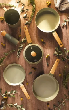 Batería Hudsón Olive Antiadherente 7 piezas - comprar online