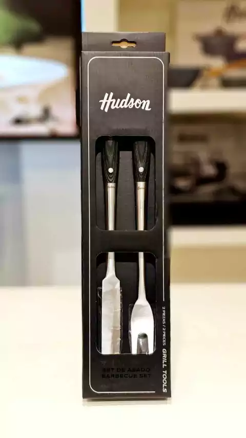 Set Parrilla Asado Hudson Linea Bbq Cuchillo Y Tenedor