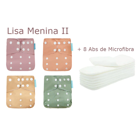 Kit 4 Fraldas Ecológicas Happy Flute + 8 Abs de Microfibra