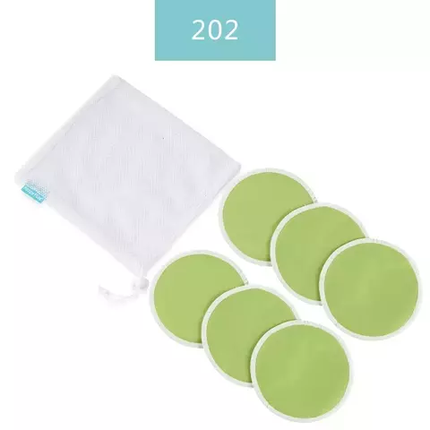 Kit de absorventes para seios Happy Flute com seis unidades verdes e bolsa branca para armazenamento
