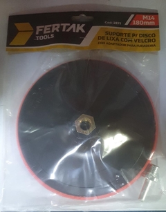 Suporte para Disco de Lixa com Fechamento Auto-adesivo 180mm M14 com Adaptador Fertak - JMS FERRAMENTAS