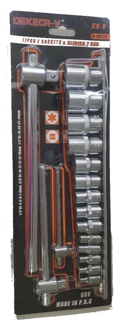 Kit Catraca + Soquete (1/2, 1/4 e 3/8) - 17pçs