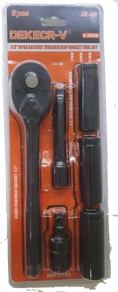 Kit Catraca + Alongador + Soquete + Junta Universal (1/2) - 6pçs