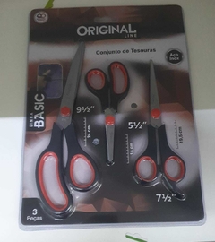Conjunto De Tesouras De Aço Inox Original Line 3pçs - comprar online