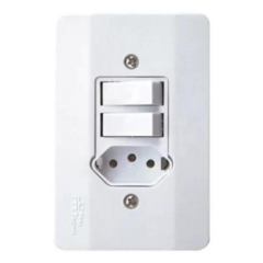 Interruptor 2 Tecla + Tomada 2P+T 10A Branco - Mec-Tronic