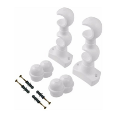 Kit Par de Suporte Para Varão de Cortina Branco 19mm Duplo - METAL ARTS