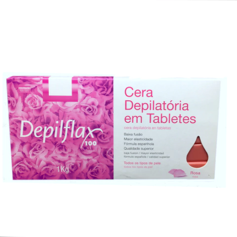 Cera Depilatória em Tabletes Depilflax Rosa 1Kg