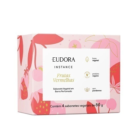 Sabonete Vegetal em Barra Perfumado Frutas Vermelhas Eudora Instance – 4un. 80g cada