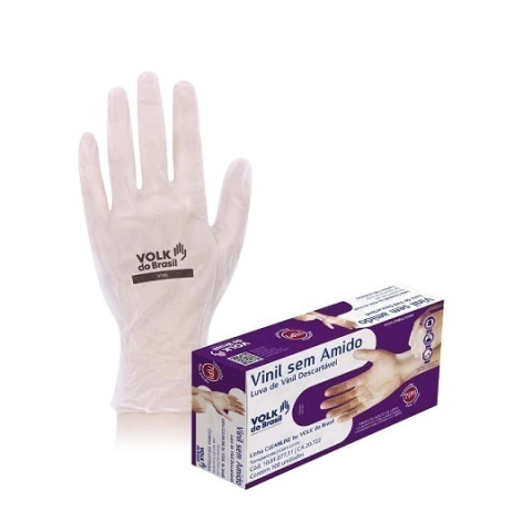 Luva Vinil Volk - Sem Amido – 100 Unidades