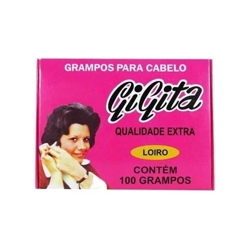 Grampo para Cabelo Gigita Nº 07, caixa com 100 Unidades - Cor Loiro