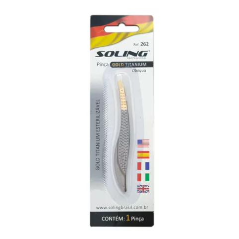 Pinça Ponta Oblíqua Gold Titanium Soling Ref. 262