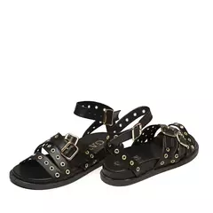 SANDÁLIA DE ILHÓS PRETO - VOGA | SAPATOS INFANTIS