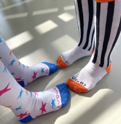 MEIA 3/4 LISTRADA LARANJA VOGA