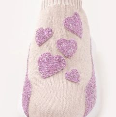SOCK SNEAKER ROSA CORAÇÕES GLITTER - VOGA | SAPATOS INFANTIS