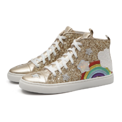 SNEAKER DREAM GALÁCTICA GLITTER OURO - VOGA | SAPATOS INFANTIS