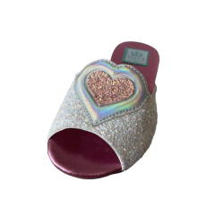 FLAT HEARTS PINK GLITTER