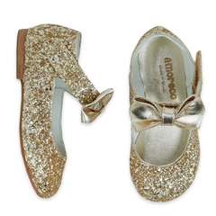 SAPATO MAGIC BOW DOURADO GLITTER na internet