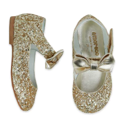 SAPATO MAGIC BOW DOURADO GLITTER na internet