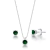 Conjunto Gargantilha e Brinco Ponto Luz Verde Atacadista de Prata 925 