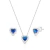 Conjunto de Prata Coração Cravejado Azul