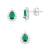 Conjunto Ponto de Luz Gota Verde Cravejado de Prata - comprar online