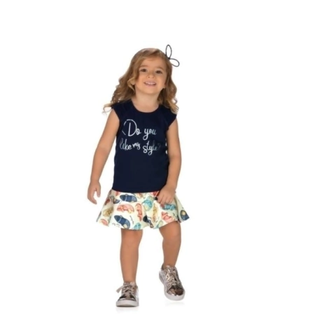 Conjunto Infantil Menina Short Saia Pulla Bulla Ref. 37713