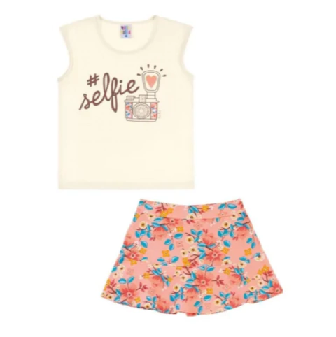 Conjunto Infantil Menina Short Saia Pulla Bulla Ref. 38315