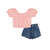 Conjunto Cropped e Short Jeans Menina Pulla Bulla Ref. 50621 - comprar online