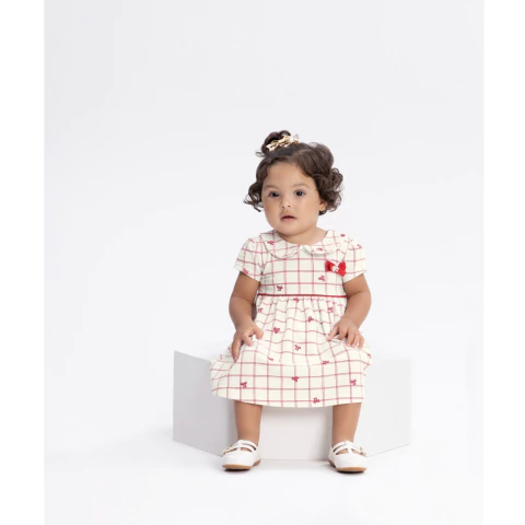 Vestido Infantil Malha Nikko Manga Curta Alakazoo Ref. A5209
