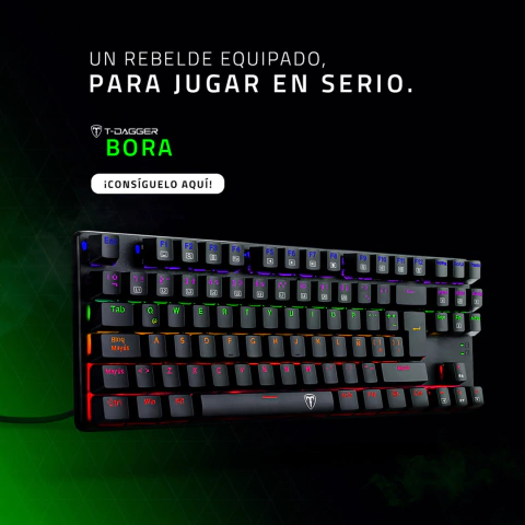 TECLADO USB GAMER T-DAGGER BORA BLACKT-T-TGK313-RD MECHANICAL RED SWITCH