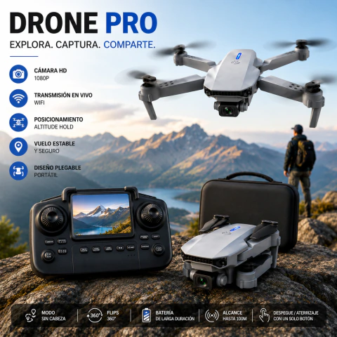 DRONE CON CAMARA TXD-E89P CONTROL REMOTO CON DISPLAY